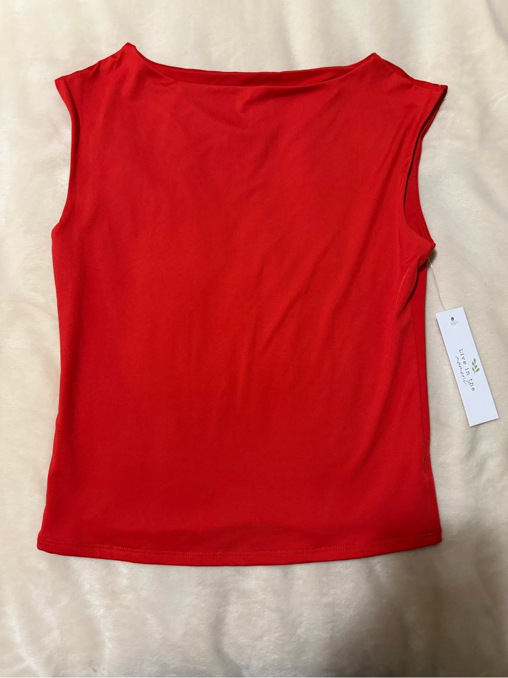 Red Sleeveless Boatneck Tank